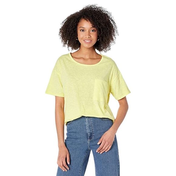 Three Dots Yellow Short Sleeve Pocket T Shirt Size Medium NWT $58 MSRP - Picture 1 of 6
